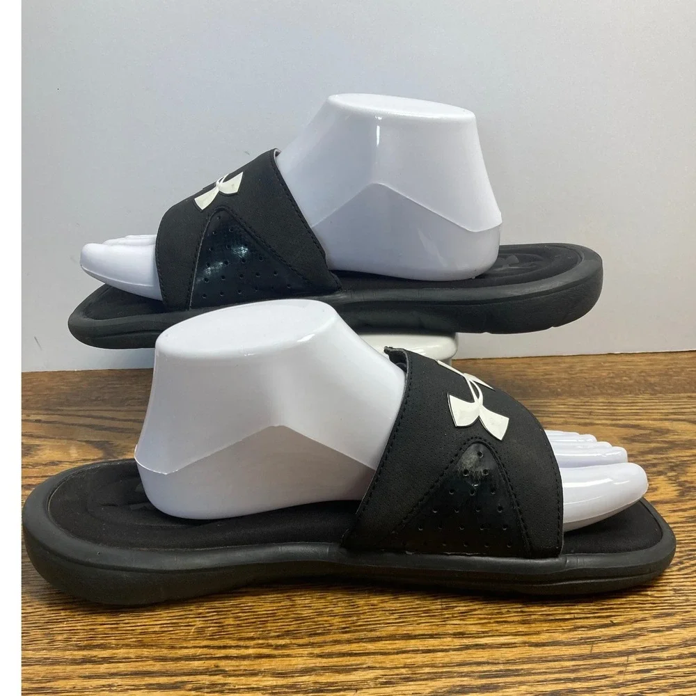 Under Armour Men's Ignite IV Mens Black White Slide Sandals 1252510-001 Size 9